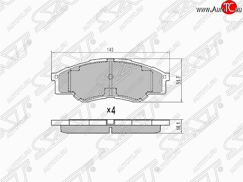 719 р. Колодки тормозные (передние) (короткая база) SAT Toyota Hilux AN10,AN20 дорестайлинг (2004-2008)  с доставкой в г. Новочеркасск