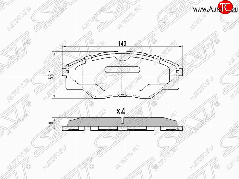 799 р. Колодки тормозные (передние) SAT  Toyota Hilux  AN10,AN20 (2004-2011) дорестайлинг, 1-ый рестайлинг  с доставкой в г. Новочеркасск