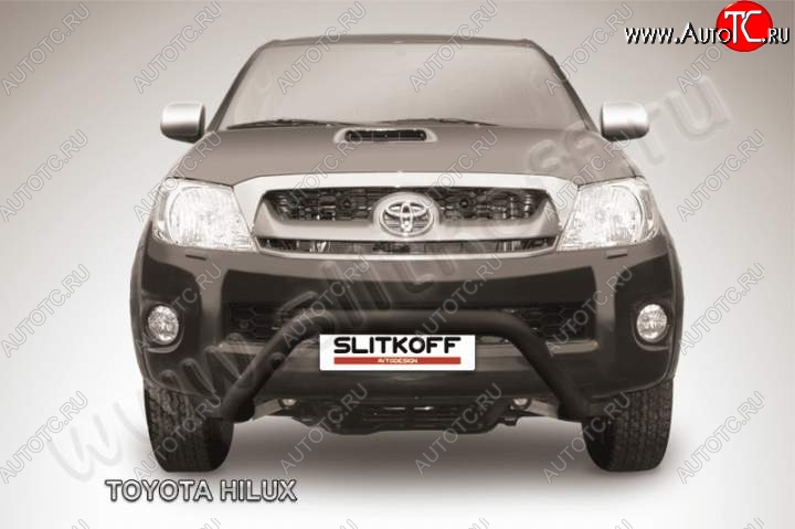 21 899 р. Кенгурятник d76 низкий широкий мини Slitkoff  Toyota Hilux  AN10,AN20 (2008-2011) 1-ый рестайлинг (Цвет: серебристый)  с доставкой в г. Новочеркасск