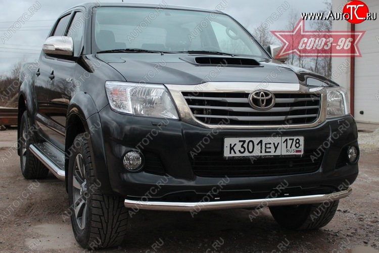 12 959 р. Защита переднего бампера одинарная Souz-96 (d60) Toyota Hilux AN20,AN30  2-ой рестайлинг (2011-2016)  с доставкой в г. Новочеркасск