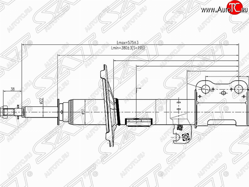 3 399 р. Левый амортизатор передний SAT Toyota Ipsum ACM20 дорестайлинг (2001-2003)  с доставкой в г. Новочеркасск