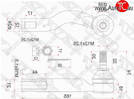 649 р. Правый наконечник рулевой тяги SAT  Toyota Ipsum  ACM20 (2001-2003) дорестайлинг  с доставкой в г. Новочеркасск