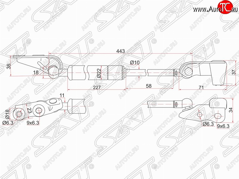 1 299 р. Левый газовый упор крышки багажника SAT  Toyota Ipsum  ACM20 (2001-2003) дорестайлинг  с доставкой в г. Новочеркасск