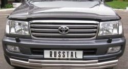 21 999 р. Тройная защита переднего бампера Russtal из труб диаметром по 63 мм Toyota Land Cruiser 100 2-ой рестайлинг (2005-2007)  с доставкой в г. Новочеркасск. Увеличить фотографию 1