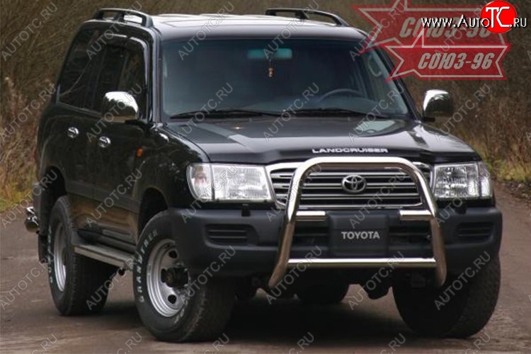 23 039 р. Защита переднего бампера под лебедку Souz-96 (d76) Toyota Land Cruiser 100 2-ой рестайлинг (2005-2007)  с доставкой в г. Новочеркасск