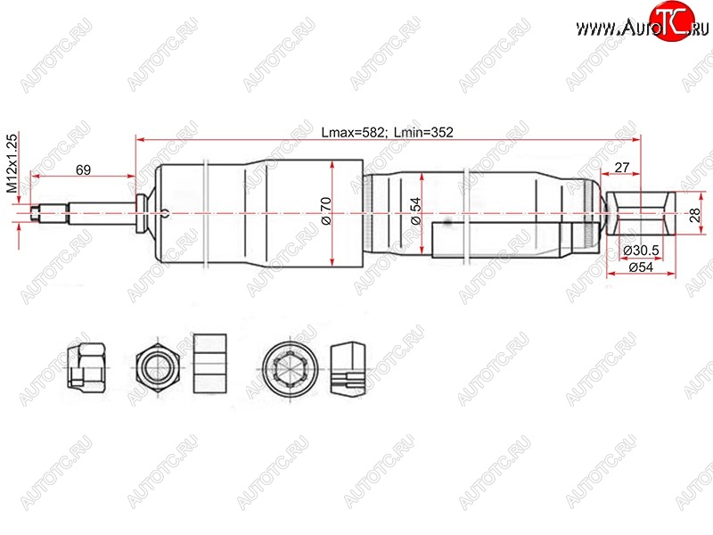 2 599 р. Амортизатор задний LH=RH SAT  Toyota Land Cruiser ( 80,  J105) (1989-2007)  с доставкой в г. Новочеркасск