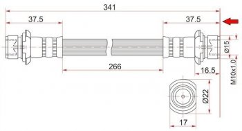 Тормозной шланг SAT (промежуточный) Toyota (Тойота) Land Cruiser (Лэнд)  J105 (1998-2007) J105