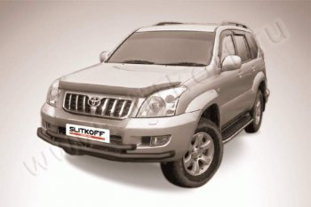 10 649 р. Защита переднего бампер Slitkoff Toyota Land Cruiser Prado J120 (2002-2009) (Цвет: серебристый)  с доставкой в г. Новочеркасск. Увеличить фотографию 1