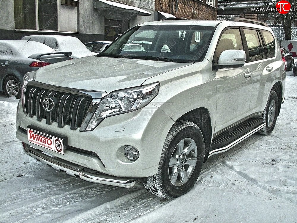 15 799 р. Защита переднего бампера WINBO (Ø76 мм, нержавейка) Toyota Land Cruiser Prado J120 (2002-2009)  с доставкой в г. Новочеркасск