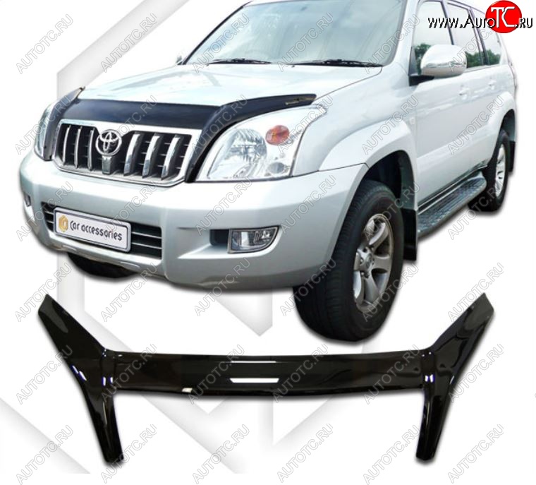 2 899 р. Дефлектор капота (J120-J125) CA-Plastic exclusive Toyota Land Cruiser Prado J120 (2002-2009) (Classic черный, Без надписи)  с доставкой в г. Новочеркасск