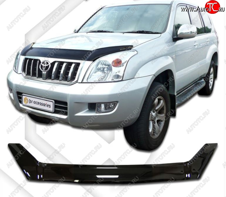 2 199 р. Дефлектор капота ( J120-J125) CA-Plastic  Toyota Land Cruiser Prado  J120 (2002-2009) (Classic черный, Без надписи)  с доставкой в г. Новочеркасск