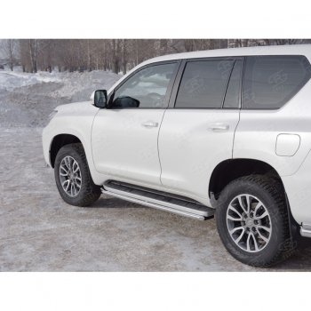 13 999 р. Защита порогов (Ø42 мм, нержавейка) SLITKOFF Toyota Land Cruiser Prado J150 2-ой рестайлинг (2017-2020)  с доставкой в г. Новочеркасск. Увеличить фотографию 3