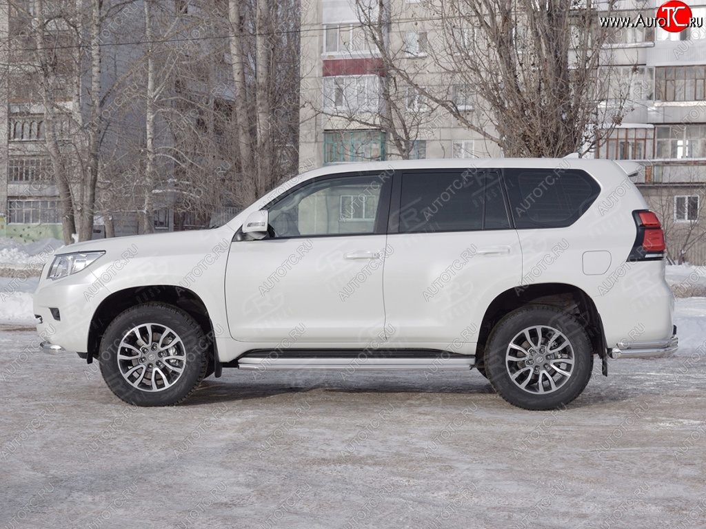 13 999 р. Защита порогов (Ø42 мм, нержавейка) SLITKOFF Toyota Land Cruiser Prado J150 2-ой рестайлинг (2017-2020)  с доставкой в г. Новочеркасск