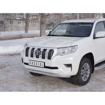 18 399 р. Защита переднего бампера (Ø63 мм, нержавейка) SLITKOFF Toyota Land Cruiser Prado J150 2-ой рестайлинг (2017-2020)  с доставкой в г. Новочеркасск. Увеличить фотографию 2