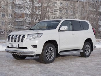 27 999 р. Защита переднего бампера (Ø63 мм c зубами Ø42, нержавейка) SLITKOFF Toyota Land Cruiser Prado J150 2-ой рестайлинг (2017-2020)  с доставкой в г. Новочеркасск. Увеличить фотографию 4