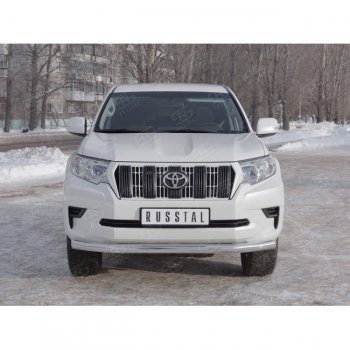 16 849 р. Одинарная защита переднего бампера диаметром 76 мм  Toyota Land Cruiser Prado  J150 (2017-2020) 2-ой рестайлинг  с доставкой в г. Новочеркасск. Увеличить фотографию 2