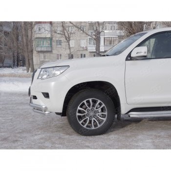 20 999 р. Защита переднего бампера (Ø63 мм с углами, нержавейка) SLITKOFF  Toyota Land Cruiser Prado  J150 (2017-2020) 2-ой рестайлинг  с доставкой в г. Новочеркасск. Увеличить фотографию 2