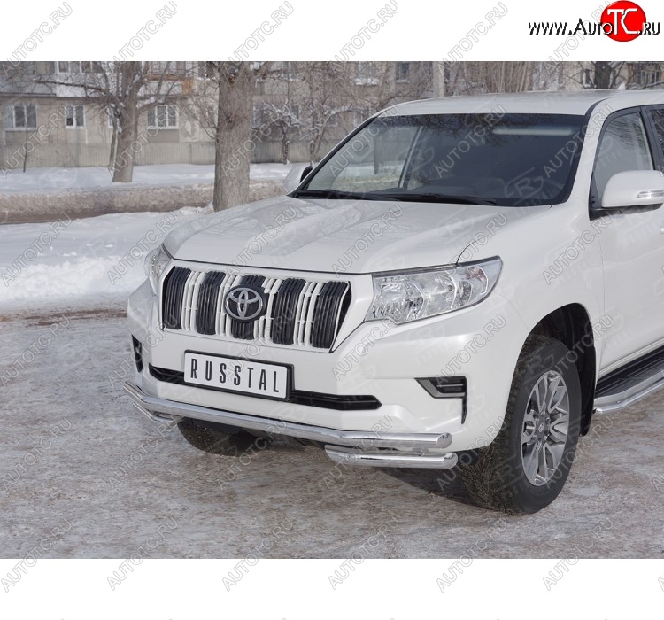 20 999 р. Защита переднего бампера (Ø63 мм с углами, нержавейка) SLITKOFF  Toyota Land Cruiser Prado  J150 (2017-2020) 2-ой рестайлинг  с доставкой в г. Новочеркасск