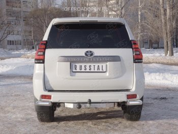 9 699 р. Защита заднего бампера (Ø76 мм уголки, нержавейка) SLITKOFF  Toyota Land Cruiser Prado  J150 (2017-2020) 2-ой рестайлинг  с доставкой в г. Новочеркасск. Увеличить фотографию 2