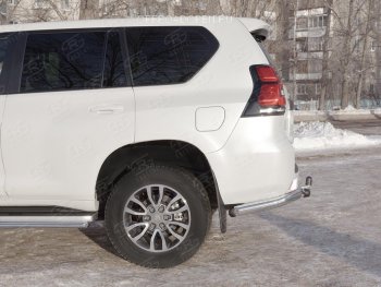 9 699 р. Защита заднего бампера (Ø76 мм уголки, нержавейка) SLITKOFF  Toyota Land Cruiser Prado  J150 (2017-2020) 2-ой рестайлинг  с доставкой в г. Новочеркасск. Увеличить фотографию 3