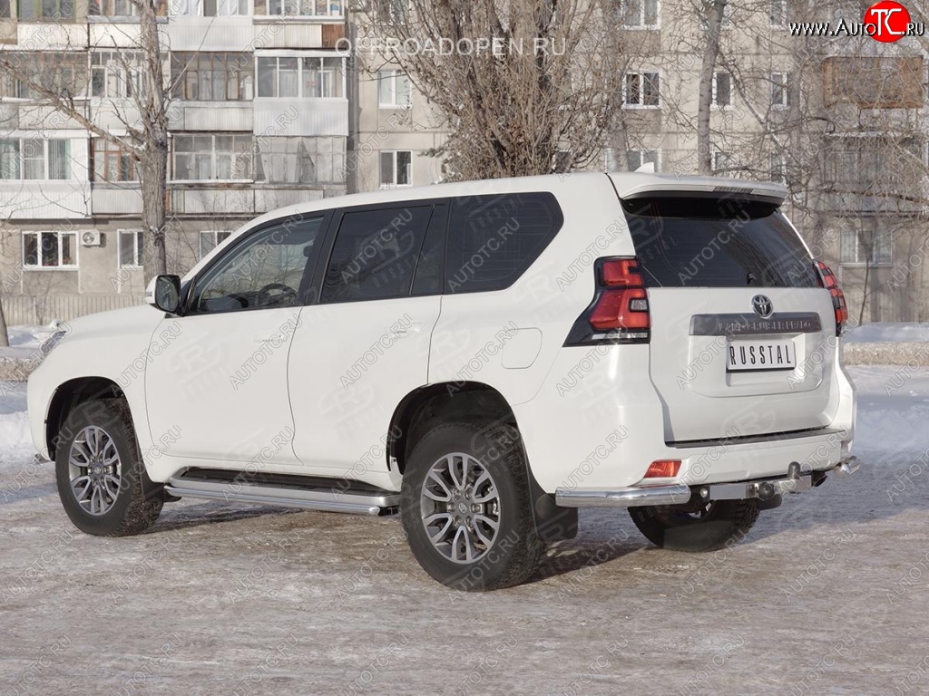 9 699 р. Защита заднего бампера (Ø76 мм уголки, нержавейка) SLITKOFF  Toyota Land Cruiser Prado  J150 (2017-2020) 2-ой рестайлинг  с доставкой в г. Новочеркасск