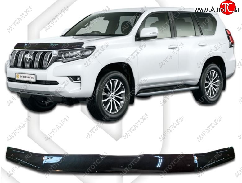 2 199 р. Дефлектор капота CA-Plastic  Toyota Land Cruiser Prado  J150 (2017-2020) 2-ой рестайлинг (Classic черный, Без надписи)  с доставкой в г. Новочеркасск