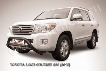 21 699 р. Кенгурятник d76 низкий широкий с перемычкой  Toyota Land Cruiser  200 (2012-2015) 1-ый рестайлинг (Цвет: серебристый)  с доставкой в г. Новочеркасск. Увеличить фотографию 1