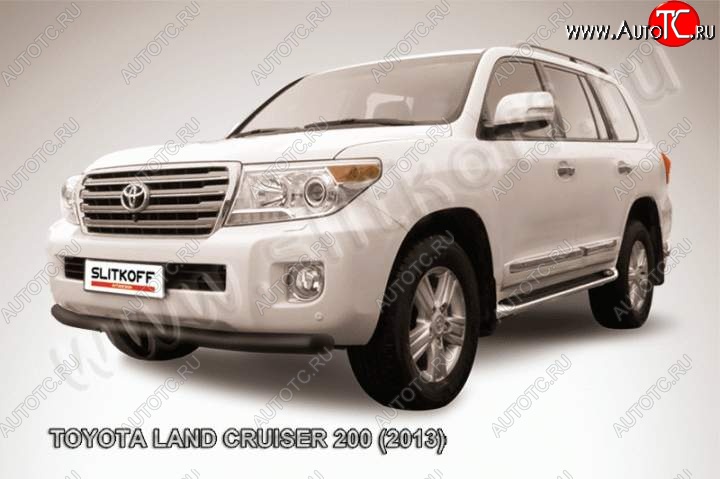 8 699 р. защита переднего бампера Slitkoff  Toyota Land Cruiser  200 (2012-2015) 1-ый рестайлинг (Цвет: серебристый)  с доставкой в г. Новочеркасск