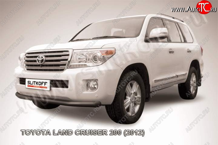 8 699 р. Защита переднего бампер Slitkoff  Toyota Land Cruiser  200 (2012-2015) 1-ый рестайлинг (Цвет: серебристый)  с доставкой в г. Новочеркасск