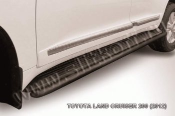 8 349 р. Защита штатного порога d42 Slitkoff  Toyota Land Cruiser  200 (2012-2015) 1-ый рестайлинг (Цвет: серебристый)  с доставкой в г. Новочеркасск. Увеличить фотографию 1