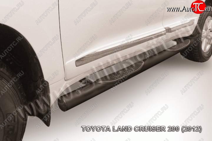 15 799 р. Защита порогов Slitkoff  Toyota Land Cruiser  200 (2012-2015) 1-ый рестайлинг (Цвет: серебристый)  с доставкой в г. Новочеркасск