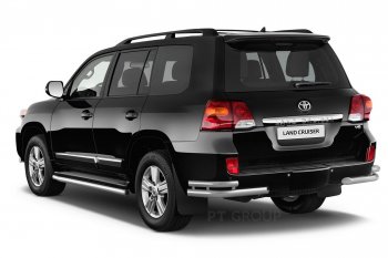 20 949 р. Защита порогов из трубы Ø51 Petroil Tuning Toyota Land Cruiser 200 2-ой рестайлинг (2015-2021) (Нержавеющая полированная сталь)  с доставкой в г. Новочеркасск. Увеличить фотографию 2