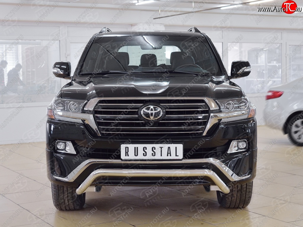 24 849 р. Защита переднего бампера (Ø63 мм волна, нержавейка) SLITKOFF Toyota Land Cruiser 200 2-ой рестайлинг (2015-2021)  с доставкой в г. Новочеркасск