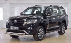 24 849 р. Защита переднего бампера (2 трубыØ76 и 63 мм, нержавейка) SLITKOFF Toyota Land Cruiser 200 2-ой рестайлинг (2015-2021)  с доставкой в г. Новочеркасск. Увеличить фотографию 2