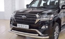 24 849 р. Защита переднего бампера (2 трубыØ76 и 63 мм, нержавейка) SLITKOFF Toyota Land Cruiser 200 2-ой рестайлинг (2015-2021)  с доставкой в г. Новочеркасск. Увеличить фотографию 3