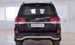 Защита заднего бампера (Ø63 мм волна, нержавейка) SLITKOFF Toyota (Тойота) Land Cruiser (Лэнд)  200 (2015-2021) 200 2-ой рестайлинг