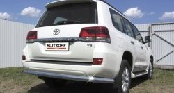 Защита заднего бампера из трубы диаметром 76 мм Slitkoff Toyota (Тойота) Land Cruiser (Лэнд)  200 (2015-2021) 200 2-ой рестайлинг