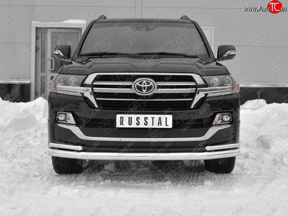 28 999 р. Защита переднего бампера (2 трубы Ø 76 и 42 мм, нержавейка, EXECUTIVE LOUNGE) Toyota Land Cruiser 200 2-ой рестайлинг (2015-2021)  с доставкой в г. Новочеркасск