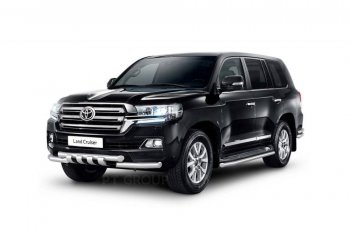 Защита порогов Petroil Tuning d63 Toyota Land Cruiser 200 2-ой рестайлинг (2015-2021)  (Нержавеющая полированная сталь)