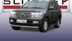 12 399 р. Одинарная защита переднего бампера из трубы диаметром 76 мм Slitkoff  Toyota Land Cruiser  200 (2007-2012) дорестайлинг (Цвет: нержавеющая полированная сталь)  с доставкой в г. Новочеркасск. Увеличить фотографию 1