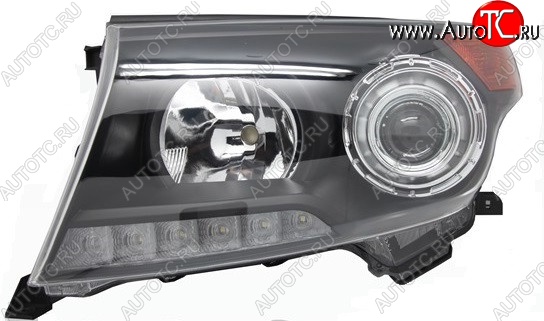 11 599 р. Левая фара SAT (чёрная Brownstone) Toyota Land Cruiser 200 дорестайлинг (2007-2012)  с доставкой в г. Новочеркасск