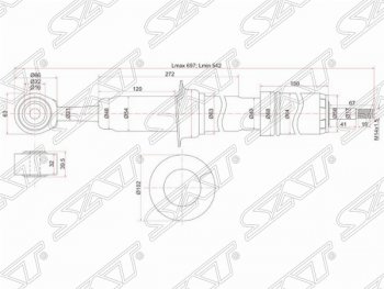 3 169 р. Амортизатор передний SAT (установка на левую или правую сторону) Toyota Tundra XK50 дорестайлинг (2007-2009)  с доставкой в г. Новочеркасск. Увеличить фотографию 1