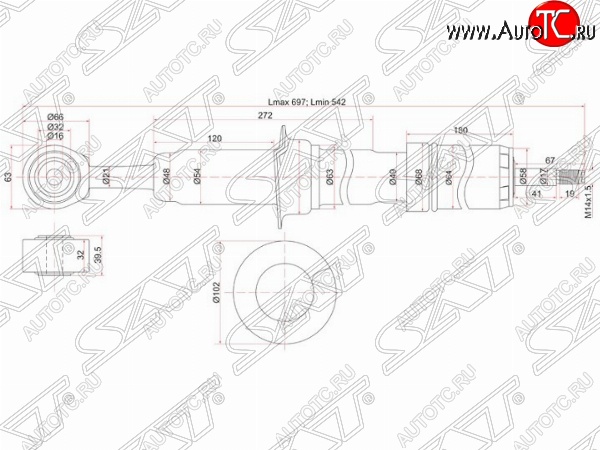 3 169 р. Амортизатор передний SAT (установка на левую или правую сторону) Toyota Land Cruiser 200 дорестайлинг (2007-2012)  с доставкой в г. Новочеркасск