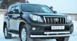 25 499 р. Защита переднего бампера (2 трубыØ76 и 63 мм, нержавейка) SLITKOFF  Toyota Land Cruiser Prado  J150 (2009-2013) дорестайлинг  с доставкой в г. Новочеркасск. Увеличить фотографию 4