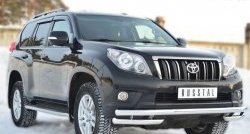 20 999 р. Защита переднего бампера (Ø63 мм с углами, нержавейка) SLITKOFF  Toyota Land Cruiser Prado  J150 (2009-2013) дорестайлинг  с доставкой в г. Новочеркасск. Увеличить фотографию 4