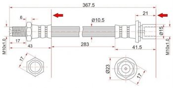 Тормозной шланг SAT (задний, промежуточный) Toyota (Тойота) Land Cruiser (Лэнд)  90 (1996-2000) 90