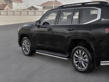 Защита порогов (Ø42 мм, 70TH ANNIVERSARY) Russtal Toyota Land Cruiser J300 дорестайлинг (2021-2024)  (полированная нержавейка)