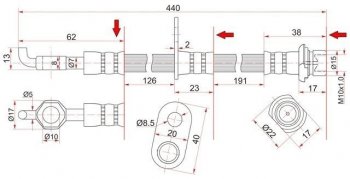 759 р. Тормозной шланг 4WD SAT (передний, левый)  Toyota LiteAce  R40,50 - Town Ace  3  с доставкой в г. Новочеркасск. Увеличить фотографию 1