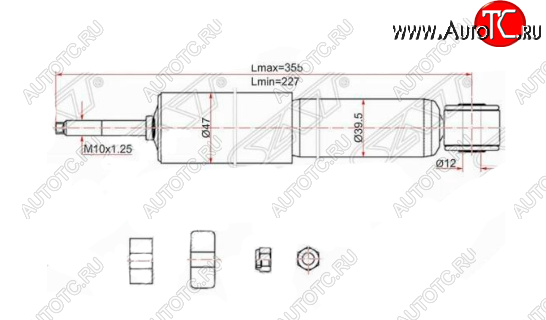 1 669 р. Амортизатор передний SAT Toyota LiteAce Noah (1996-2001)  с доставкой в г. Новочеркасск