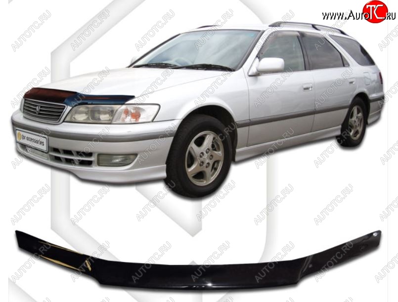 2 079 р. Дефлектор капота CA-Plastiс  Toyota Mark 2  Qualis (1997-2002) седан (Classic черный, Без надписи)  с доставкой в г. Новочеркасск